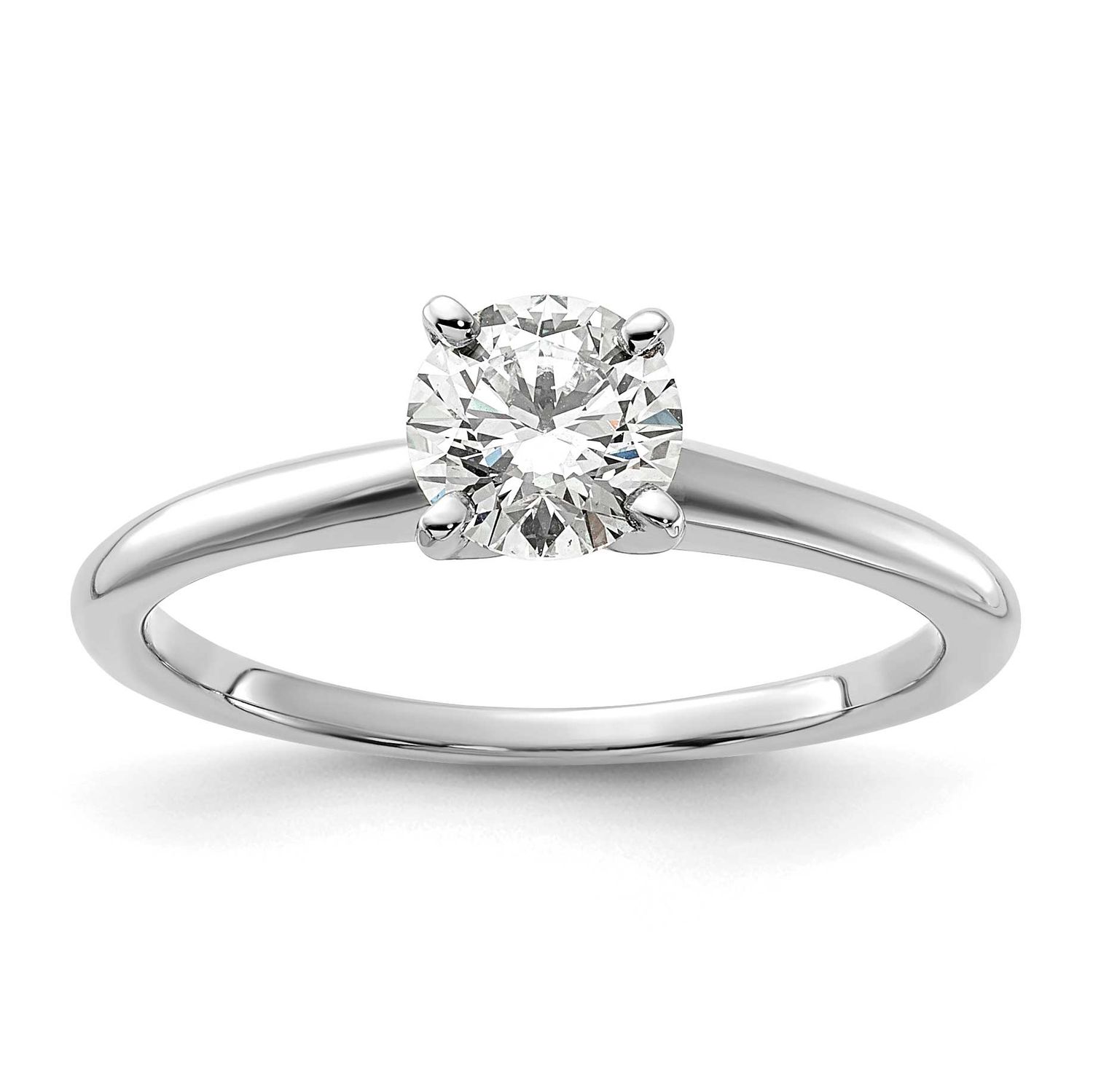 3/4 carat Round VS/SI DEF Lab Grown Diamond Solitaire 4 Prong Ring 14k White Gold, RM5965R-075-7WLD