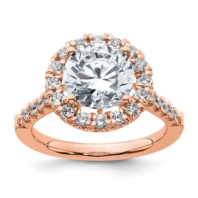 Lab Grown Diamond VS/SI FGH Halo Eng Semi-mount Ring 14k Rose Gold, RM2057E-300-7RLG,