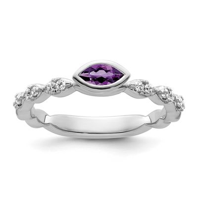 Amethyst and Diamond Ring 14k White Gold, SK2120-8, 196904275580