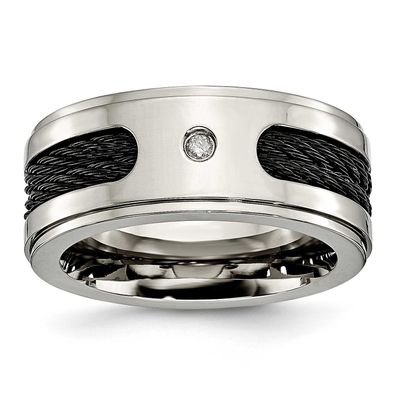 Black IP-plated Cables 1/20 Carat Diamond 10mm Band Titanium Polished, TB259AA-9, 886774050744
