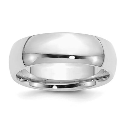 7mm Comfort Ring Fit Sterling Silver Rhodium-plated, QCF070RH-9.5,