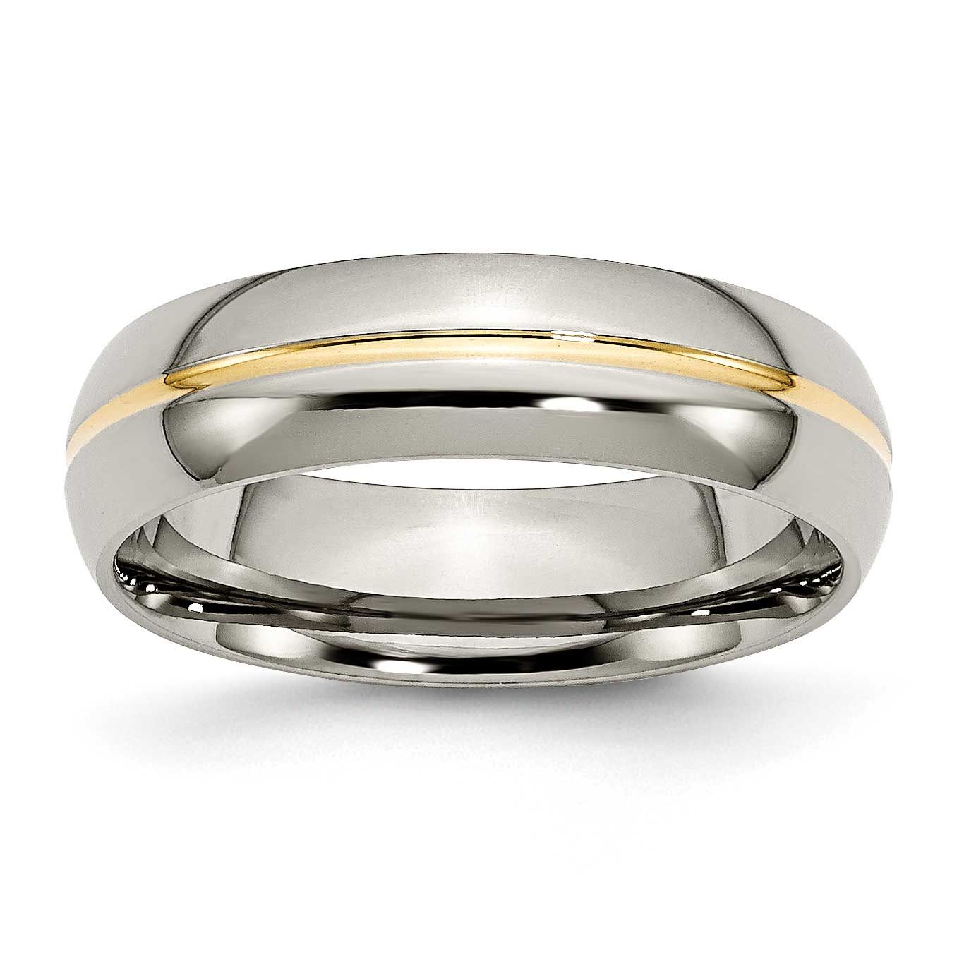 Yellow IP-plated 6mm Grooved Band Titanium Polished, TB195-14, 883957492834