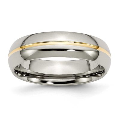 Yellow IP-plated 6mm Grooved Band Titanium Polished, TB195-14, 883957492834