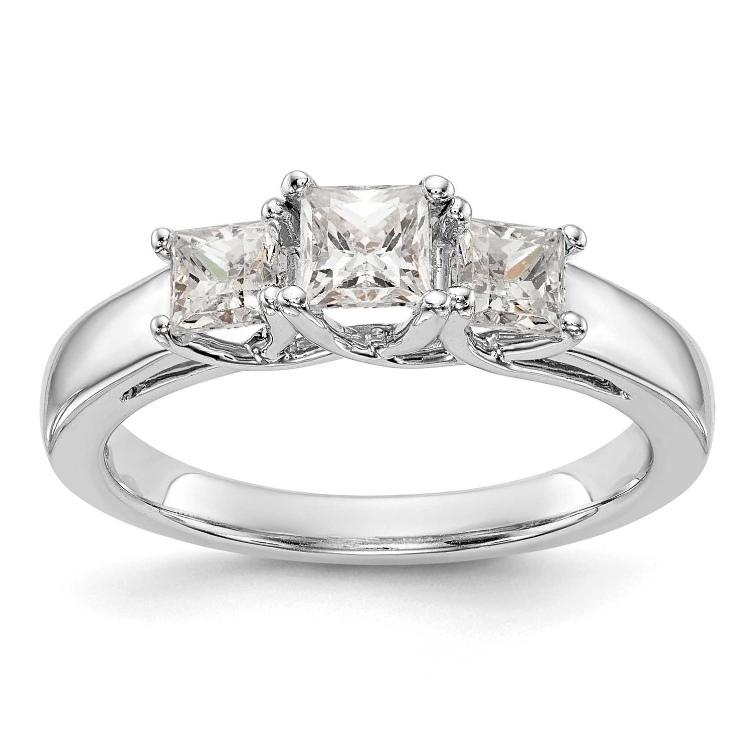 3-Stone Holds 3/8 carat 4.1mm Princess Center and 2-3.8mm Princess Sides Engagement Ring Mounting 1