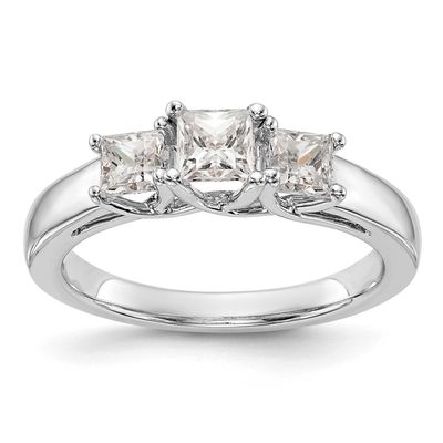 3-Stone Holds 3/8 carat 4.1mm Princess Center and 2-3.8mm Princess Sides Engagement Ring Mounting 1