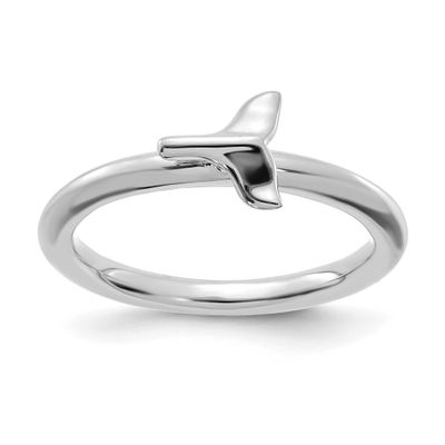 Sterling Silver Rhodium-plated Whale Tail Ring Sterling Silver Rhodium-plated, QSK2041-7, 191101209