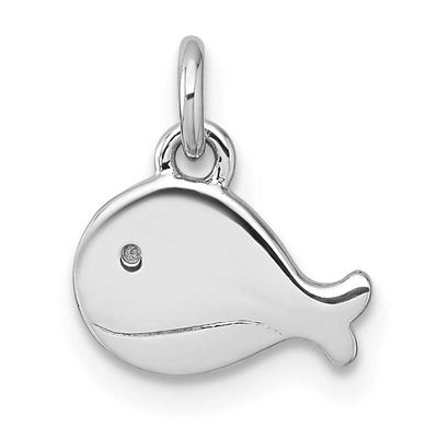 Polished Whale Pendant Sterling Silver Rhodium-plated, QP5985,