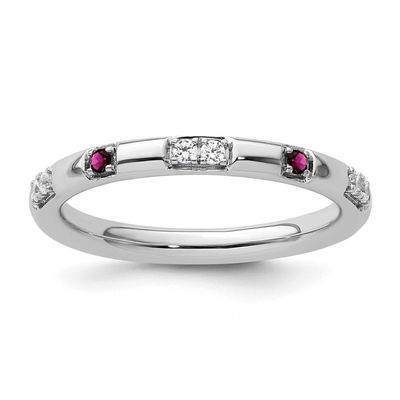 Rhodolite Garnet and Diamond Ring 14k White Gold, SK2170-5,