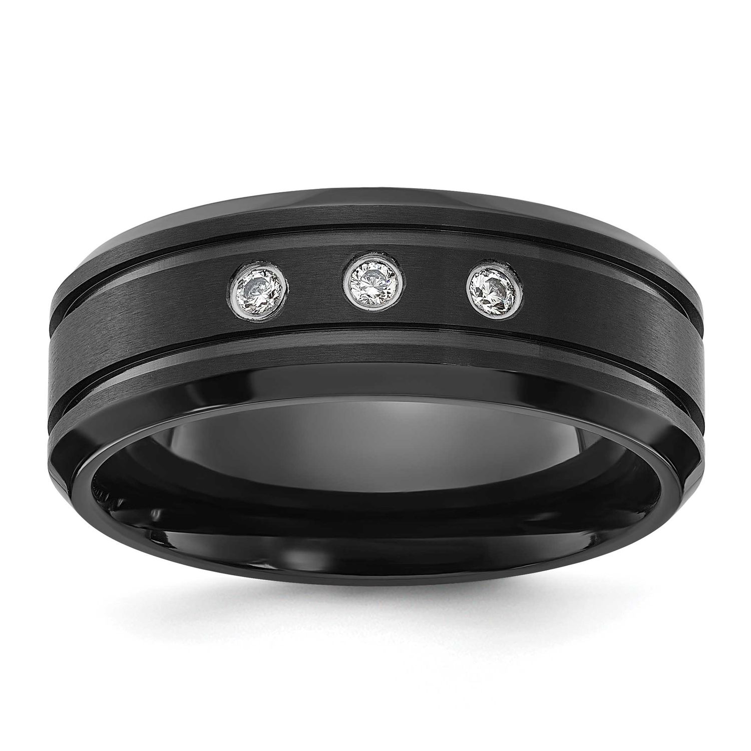 Black IP-plated CZ 8mm Band Titanium Polished, TB550-8, 196904295564