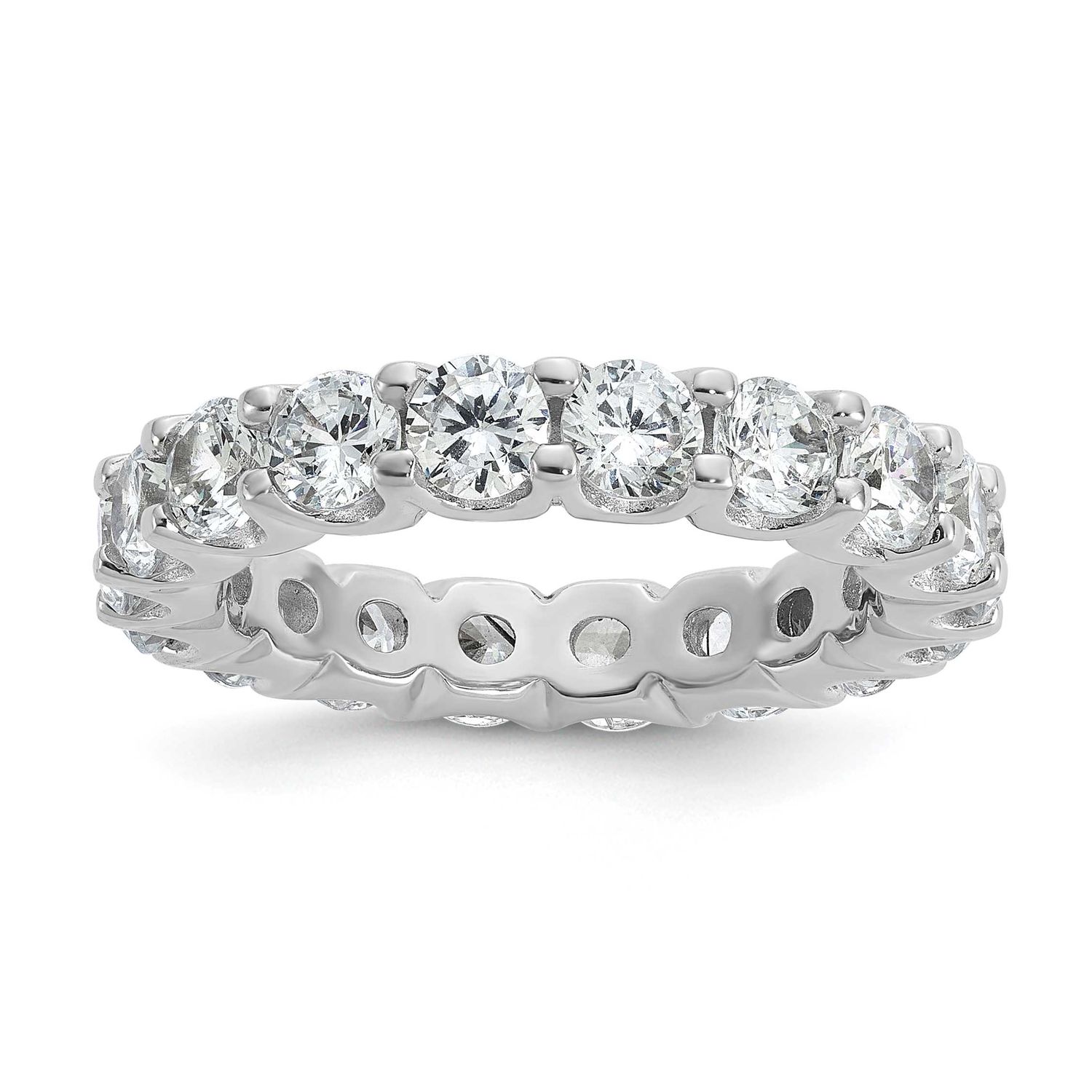 3.75mm CZ 19 Stone Eternity Band Sterling Silver Rhodium-plated, QSH152-8,