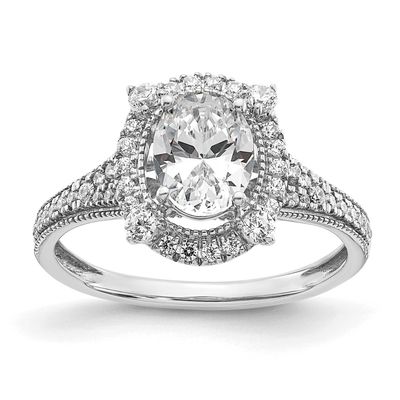 Lab Grown VS/SI FGH Diamond Oval Halo Vintage Semi-Mount Ring 14k White Gold, RM7906E-100-WLG,
