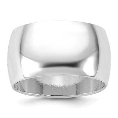 11mm Half Round Band 10k White Gold, 1WHR110-6,