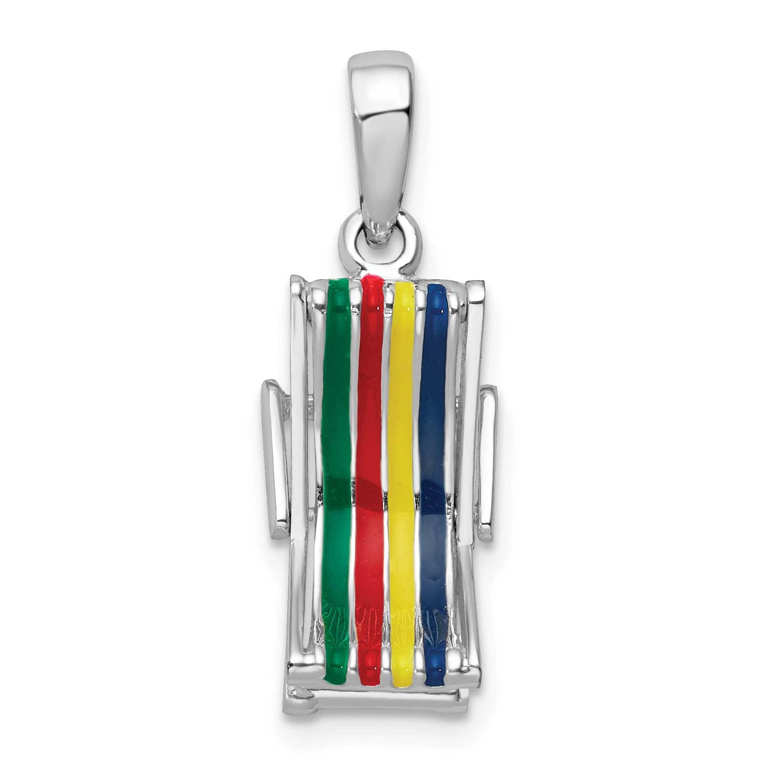 De-Ani 3D Moveable Enameled Beach Chair Pendant Sterling Silver Rhodium-plated, QC10685, 6372181467