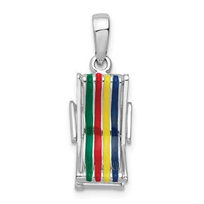 De-Ani 3D Moveable Enameled Beach Chair Pendant Sterling Silver Rhodium-plated, QC10685, 6372181467