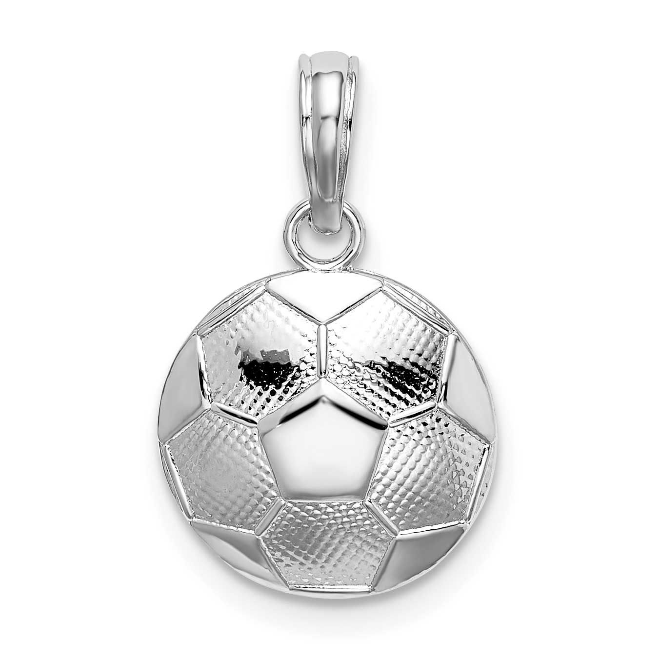 De-Ani Polished and Textured Soccer Ball Pendant Sterling Silver Rhodium-plated, QC10514, 637218182