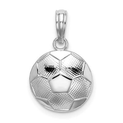 De-Ani Polished and Textured Soccer Ball Pendant Sterling Silver Rhodium-plated, QC10514, 637218182