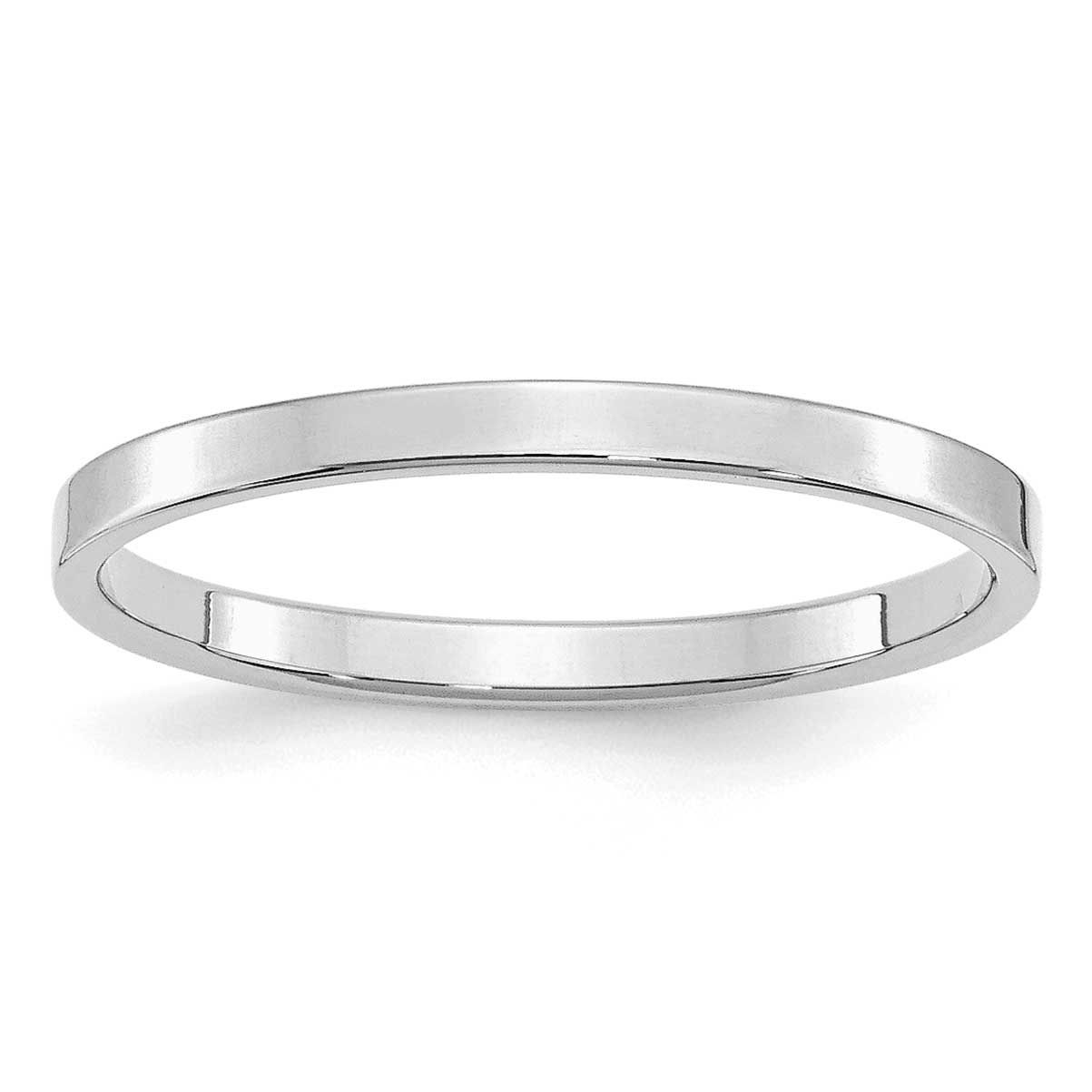 2mm Flat Ring Sterling Silver Rhodium-plated, QWFB020RH-7, 883957194097