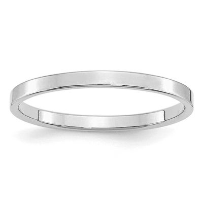 2mm Flat Ring Sterling Silver Rhodium-plated, QWFB020RH-7, 883957194097