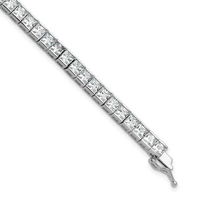 Square 3.5mm x 3.5mm CZ 46 Stone 7 inch Bracelet Sterling Silver Rhodium-plated, QSH186-7, 19690431