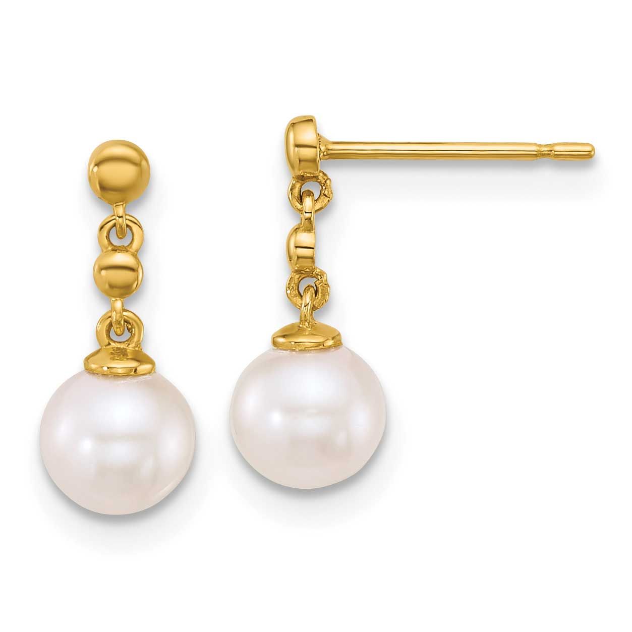 Freshwater Cultured Pearl Post Dangle Earrings 14k Gold Polished, XF910E,