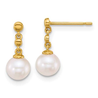 Freshwater Cultured Pearl Post Dangle Earrings 14k Gold Polished, XF910E,