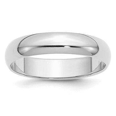 5mm Half-Round Ring Sterling Silver Rhodium-plated, QWH050RH-11.5,