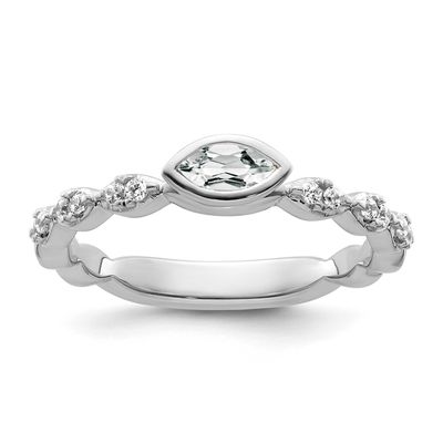 White Topaz and Diamond Ring 14k White Gold, SK2122-7, 196904275511