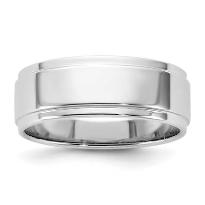 7mm Flat with Step Edge Band 14k White Gold, WFLE070-10.5,