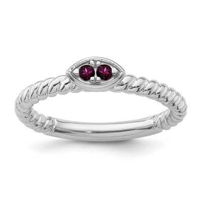 Rhodolite Garnet Twisted Ring 14k White Gold, SK2136-7, 196904274958