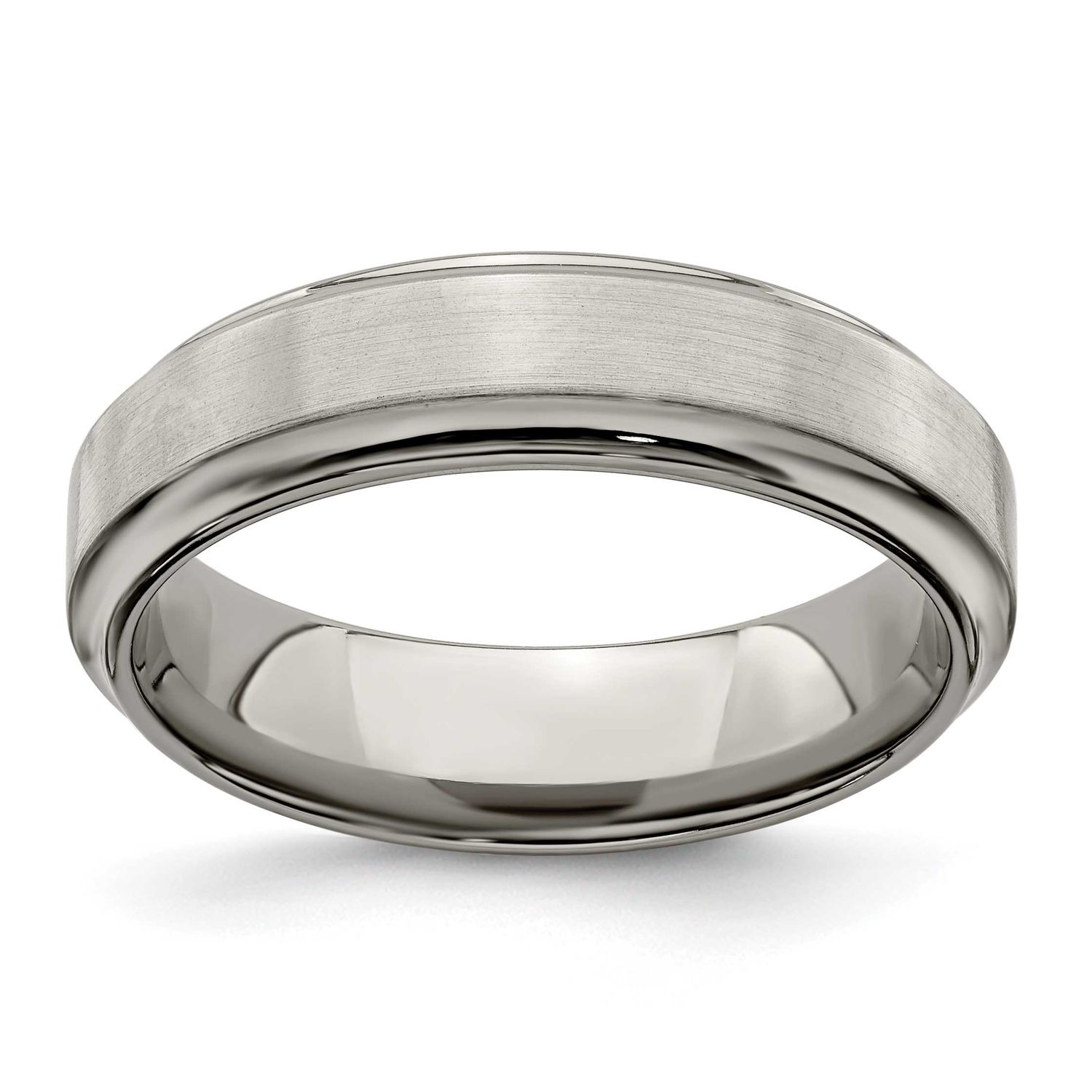 Edward Mirell &amp; Polished Beveled 6mm Band Titanium Brushed, EMR142-12.5, 614664174603