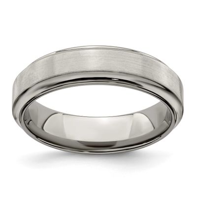Edward Mirell &amp; Polished Beveled 6mm Band Titanium Brushed, EMR142-12.5, 614664174603