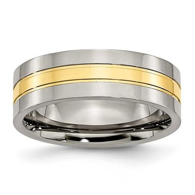 Yellow IP-plated 7mm Grooved Band Titanium Polished, TB176-7, 883957789248
