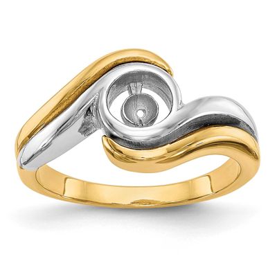 Peg Set Bypass Solitaire Engagement Ring Mounting 14k Two-tone Gold, RM2020E-YW,