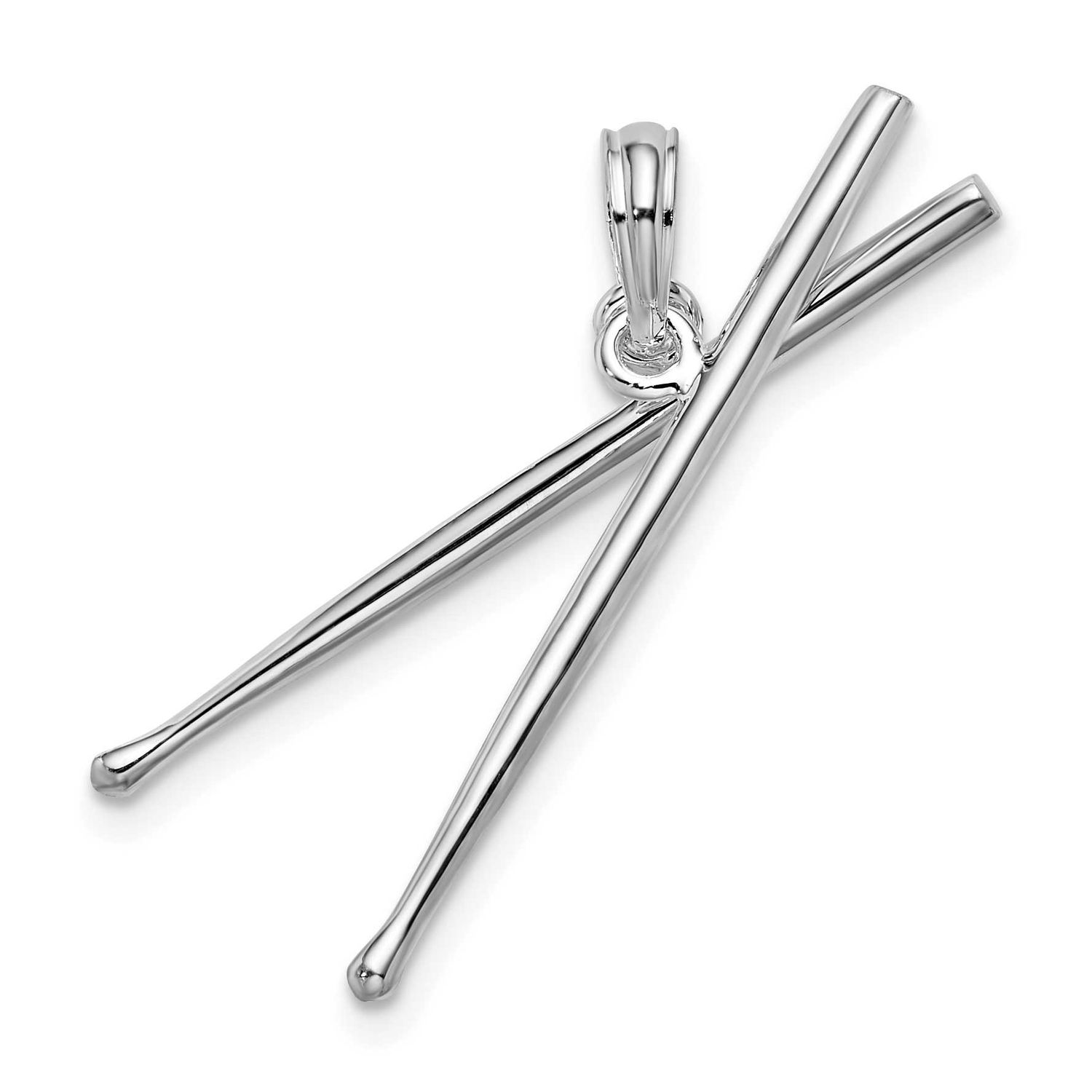 De-Ani Polished Moveable 3D Drumsticks Pendant Sterling Silver Rhodium-plated, QC10488, 637218181933