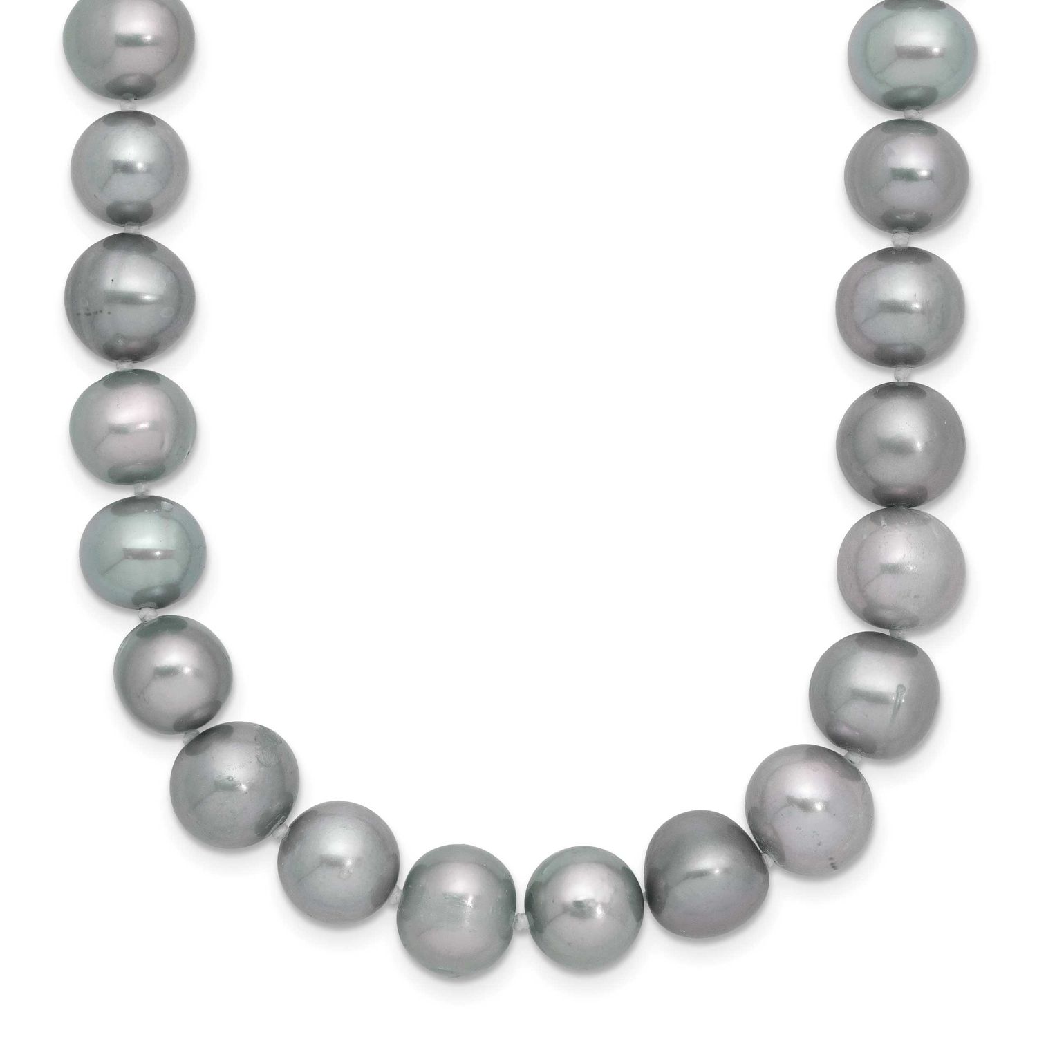 8-9mm Grey Near-Round Freshwater Cultured Pearl 18 inch Necklace Sterling Silver Rhodium-plated, QH