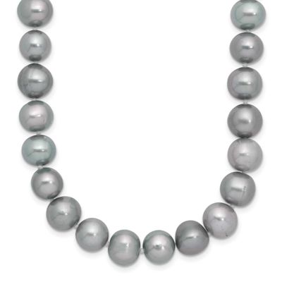 8-9mm Grey Near-Round Freshwater Cultured Pearl 18 inch Necklace Sterling Silver Rhodium-plated, QH