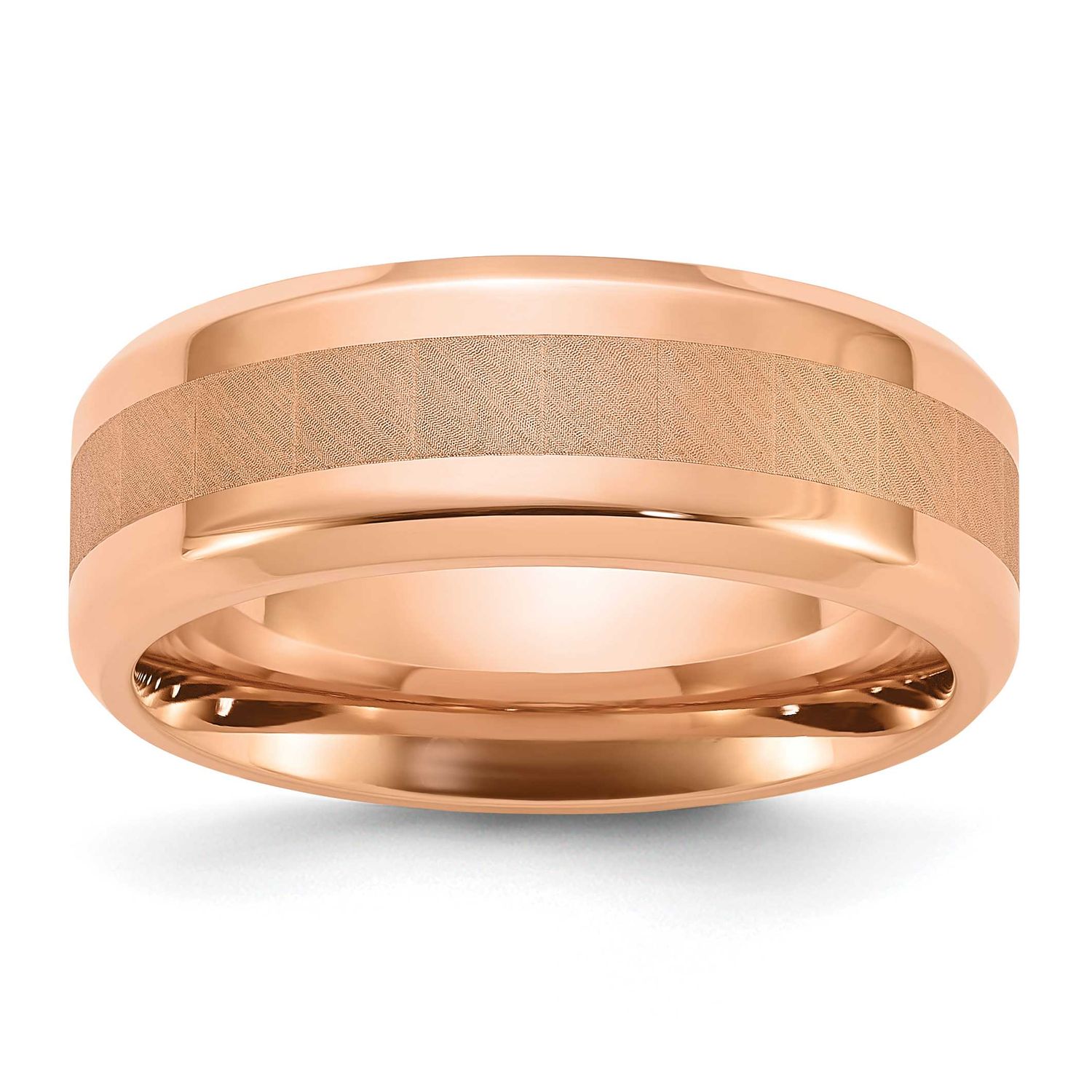 Rose IP-plated Brushed Center 8mm Band Titanium Polished, TB547-11, 196904295939