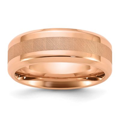 Rose IP-plated Brushed Center 8mm Band Titanium Polished, TB547-11, 196904295939