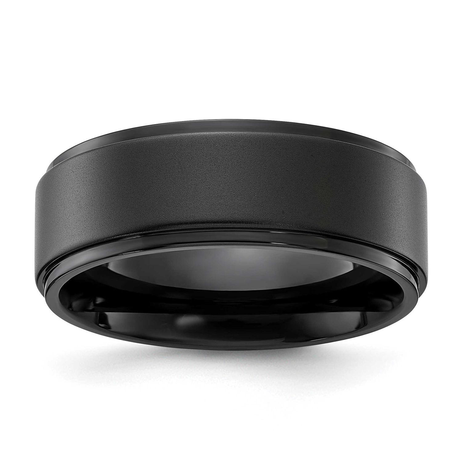 Black IP-plated Brushed Center 8mm Band Stainless Steel Polished, SR747-13, 196904252338