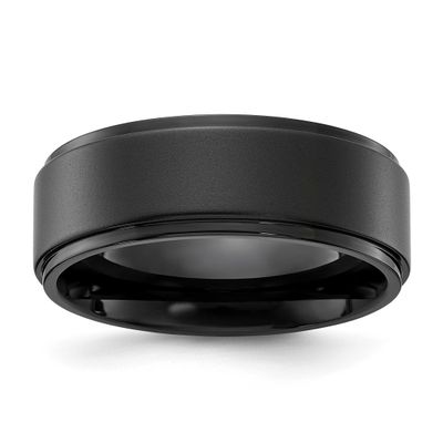 Black IP-plated Brushed Center 8mm Band Stainless Steel Polished, SR747-13, 196904252338