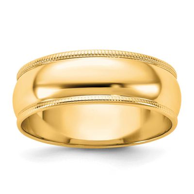 6.5mm Milgrain Half Round Band 10k Gold, 1ML065-6.5,