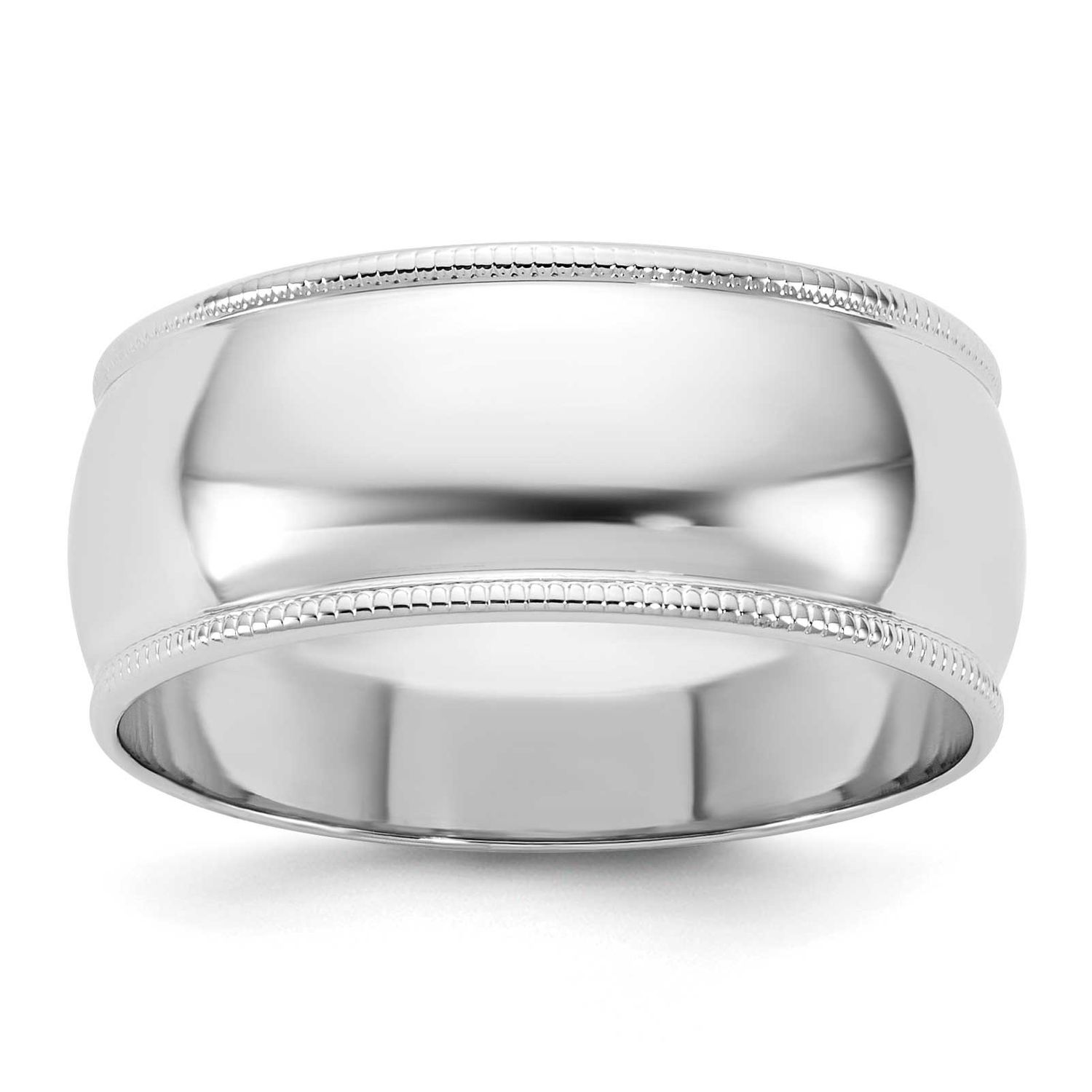 8mm Milgrain Half Round Band 14k White Gold, WML080-8.5,