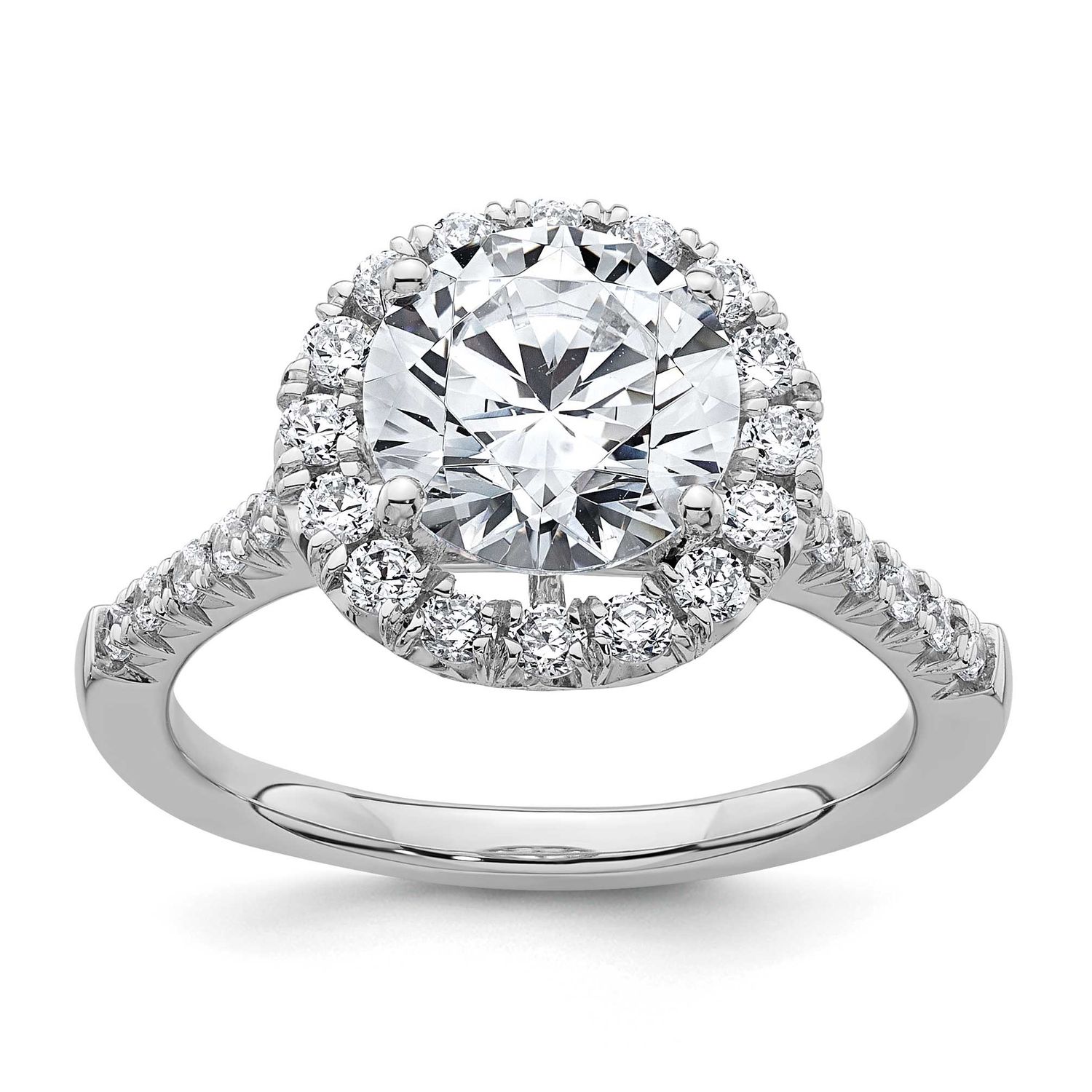 Lab Grown VS/SI FGH Diamond Round Halo Semi-mount Engagement Ring 14k White Gold, RM2057E-250-7WLG,