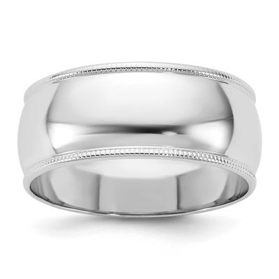 8mm Milgrain Half Round Band 14k White Gold, WML080-8.5,