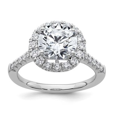 Lab Grown VS/SI FGH Diamond Round Halo Semi-mount Engagement Ring 14k White Gold, RM2057E-250-7WLG,