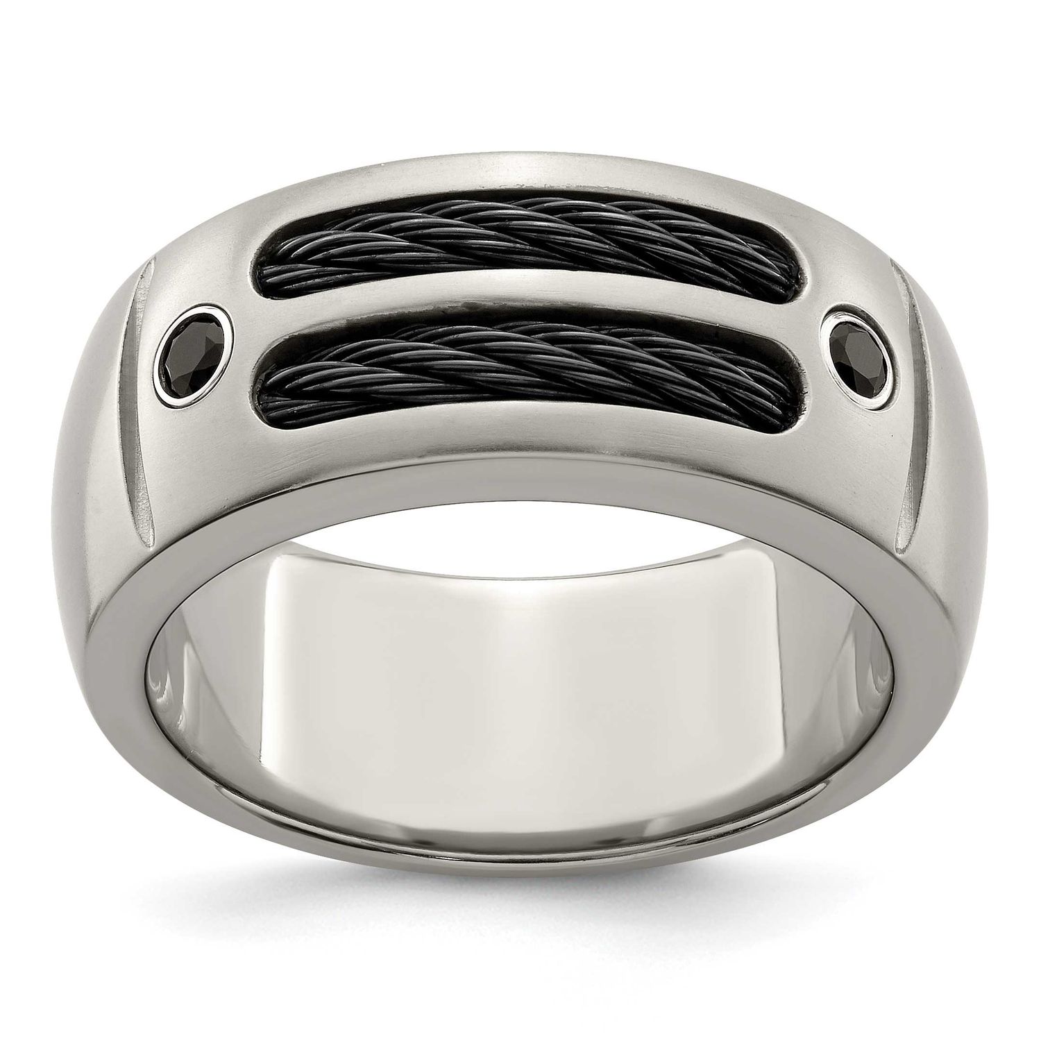 Edward Mirell Cable &amp; Spinel Argentium SS Bezel 9.25mm Band Titanium, EMR221-13, 886774279626