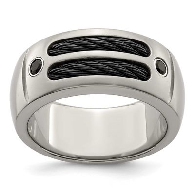 Edward Mirell Cable &amp; Spinel Argentium SS Bezel 9.25mm Band Titanium, EMR221-13, 886774279626