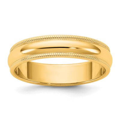 4.5mm Milgrain Half Round Band 14k Gold, M045-6.5,