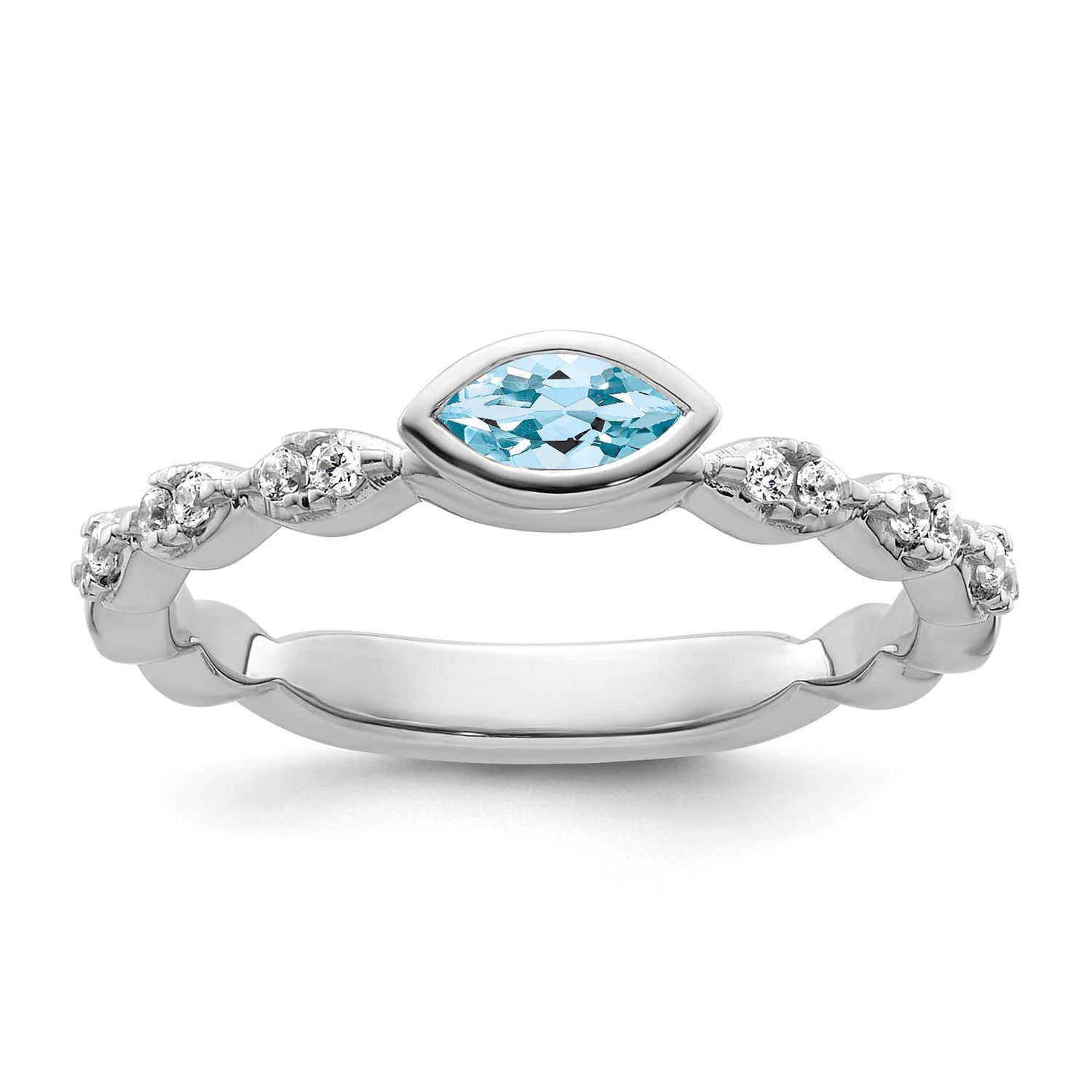 Aquamarine and Diamond Ring 14k White Gold, SK2121-6, 196904275566