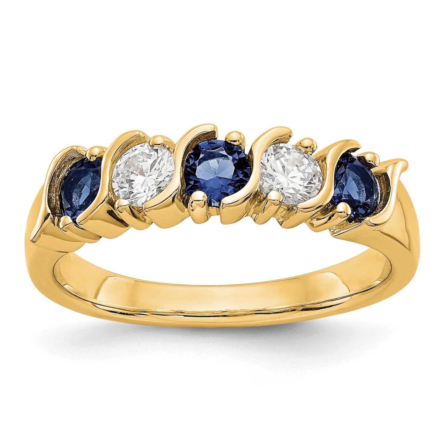 1/3 carat Diamond and Blue Sapphire Complete Band 14k Gold, RM3290B-SA-030-YAA,